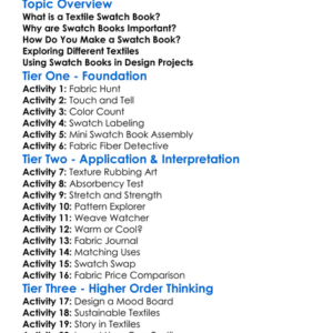 Textile Swatch Books Worksheet Activity Booklet