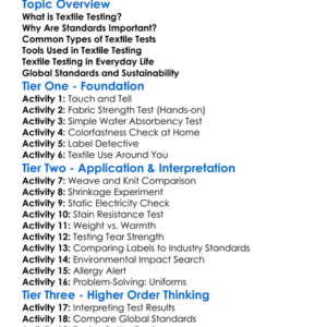 Textile Testing And Standards Worksheet Activity Booklet