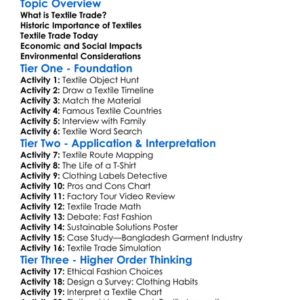 Textile Trade And Global Impact Worksheet Activity Booklet
