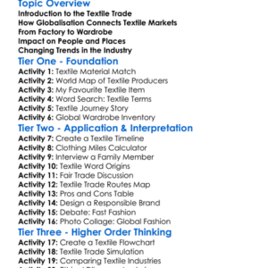 Textile Trade And Globalisation Worksheet Activity Booklet