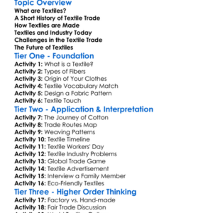 Textile Trade And Industry Worksheet Activity Booklet