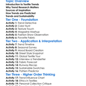 Textile Trend Research Worksheet Activity Booklet