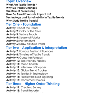 Textile Trends And Forecasting Worksheet Activity Booklet
