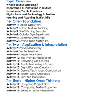 Textile Upskilling And Innovation Worksheet Activity Booklet