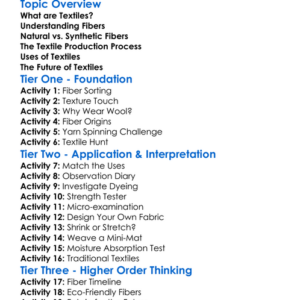 Textiles And Fibers Worksheet Activity Booklet