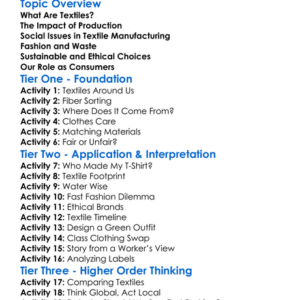 Textiles And Social Responsibility Worksheet Activity Booklet