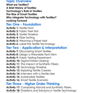 Textiles And Technology Integration Worksheet Activity Booklet