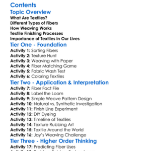 Textiles Fibers Weaving And Finishing Worksheet Activity Booklet