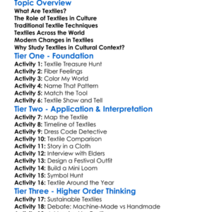 Textiles In Cultural Context Worksheet Activity Booklet