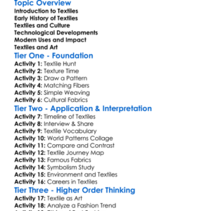 Textiles In Culture And History Worksheet Activity Booklet