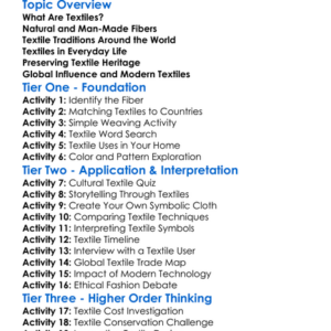 Textiles In Different Cultures Worksheet Activity Booklet