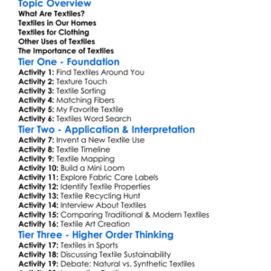 Textiles In Everyday Life Worksheet Activity Booklet