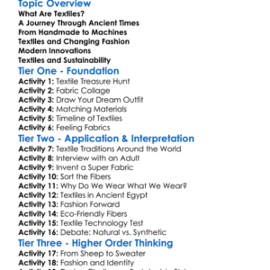 Textiles In Fashion History Worksheet Activity Booklet