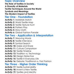 Textiles In Global Cultures Worksheet Activity Booklet