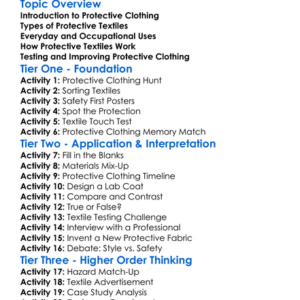 Textiles In Protective Clothing Worksheet Activity Booklet