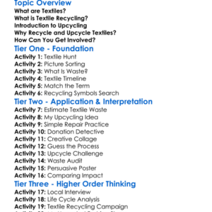 Textiles Recycling And Upcycling Worksheet Activity Booklet