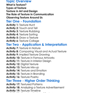 Texture In Design Worksheet Activity Booklet