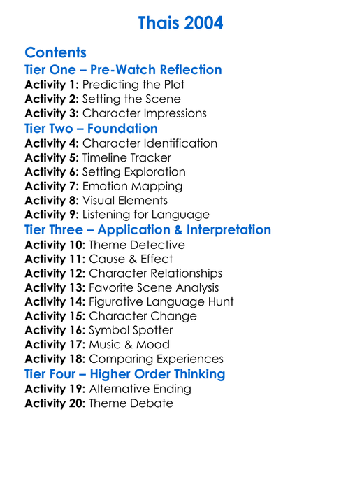 Thais 2004 Worksheet Activity Booklet