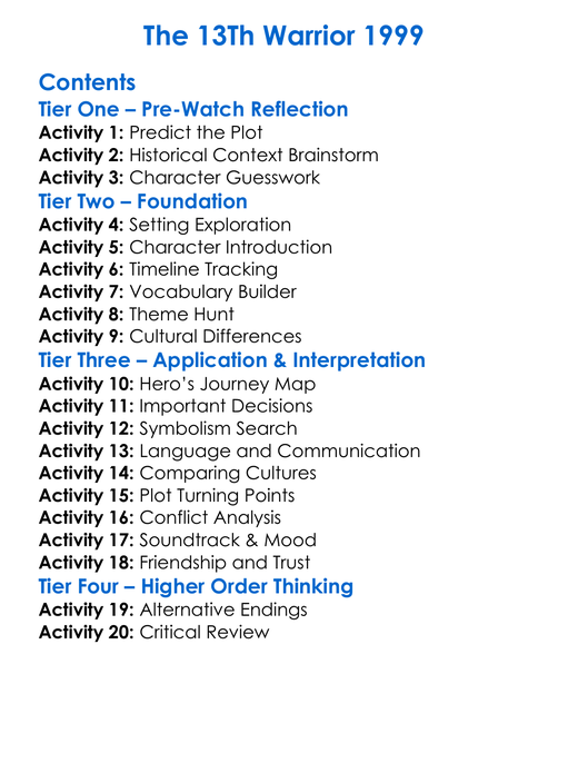 The 13Th Warrior 1999 Worksheet Activity Booklet
