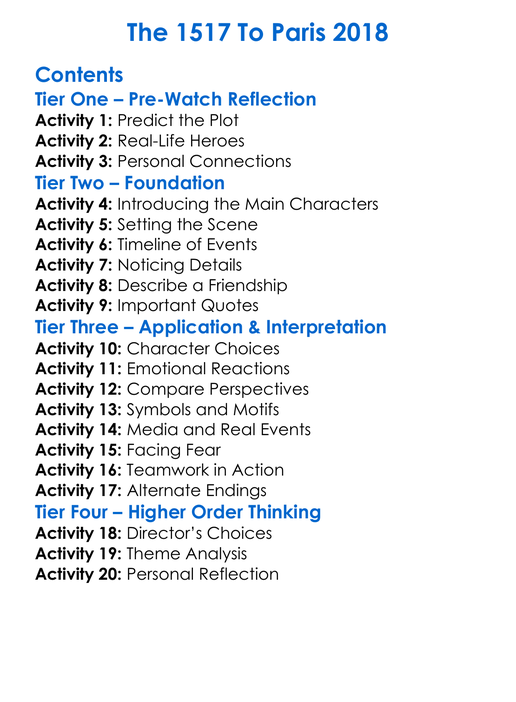 The 1517 To Paris 2018 Worksheet Activity Booklet