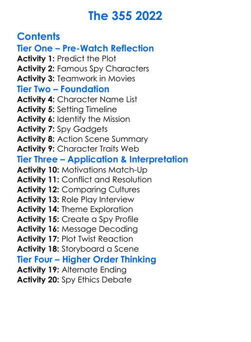 The 355 2022 Worksheet Activity Booklet