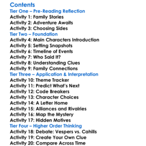 The 39 Clues Vespers Rising Rick Riordan  Various Worksheet Activity Booklet