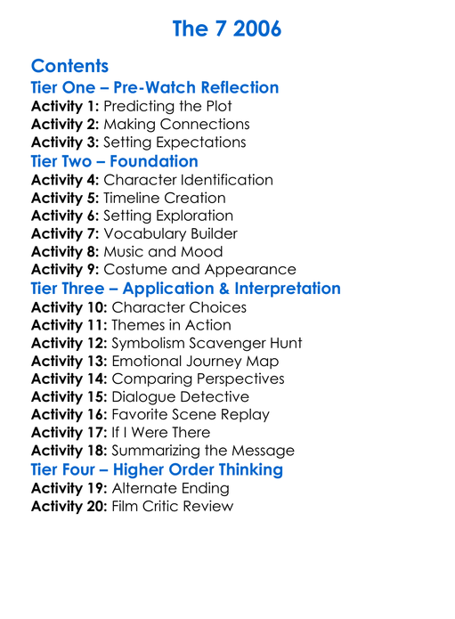 The 7 2006 Worksheet Activity Booklet