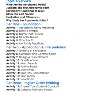 The Abrahamic Faiths Worksheet Activity Booklet