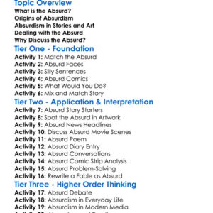 The Absurd Worksheet Activity Booklet