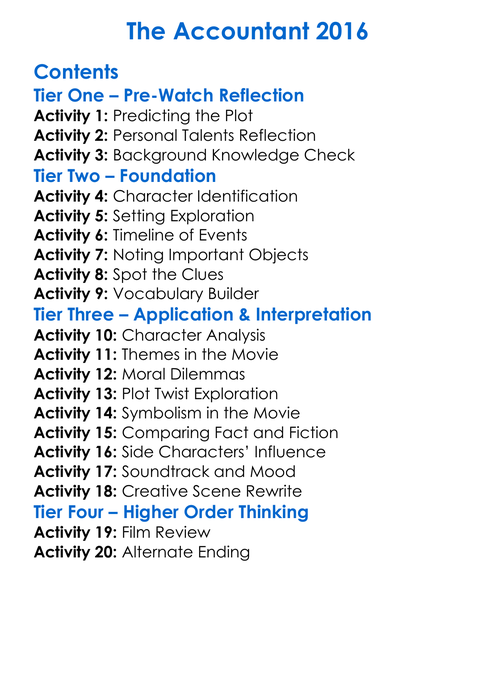 The Accountant 2016 Worksheet Activity Booklet