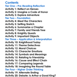 The Acts Of King Arthur And His Noble Knights John Steinbeck Worksheet Activity Booklet