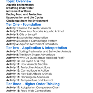 The Adaptations Of Aquatic Animals Worksheet Activity Booklet