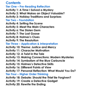 The Adventure Of The Blue Carbuncle Arthur Conan Doyle Worksheet Activity Booklet