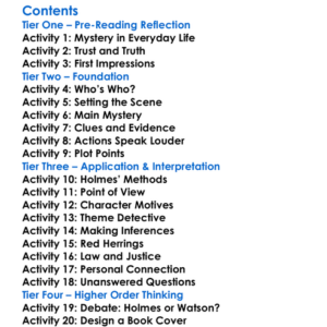 The Adventure Of The Golden Pince-Nez Arthur Conan Doyle Worksheet Activity Booklet