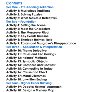 The Adventure Of The Musgrave Ritual Arthur Conan Doyle Worksheet Activity Booklet