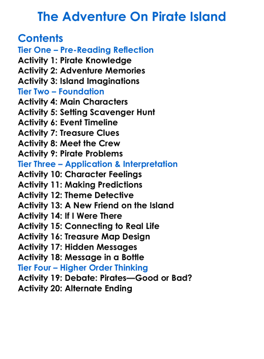 The Adventure On Pirate Island Worksheet Activity Booklet