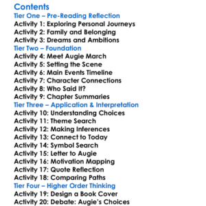 The Adventures Of Augie March Saul Bellow Worksheet Activity Booklet