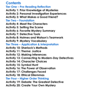 The Adventures Of Sherlock Holmes Arthur Conan Doyle Worksheet Activity Booklet