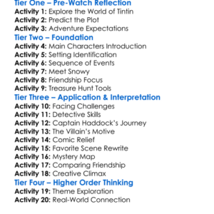 The Adventures Of Tintin Worksheet Activity Booklet