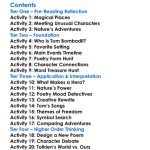 The Adventures Of Tom Bombadil Jrr Tolkien Worksheet Activity Booklet