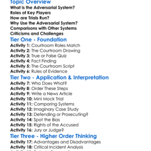 The Adversarial System Worksheet Activity Booklet