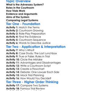 The Adversary System Worksheet Activity Booklet