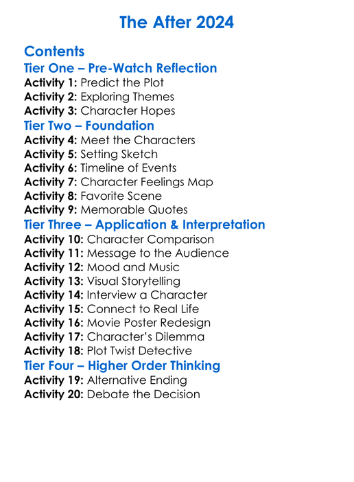 The After 2024 Worksheet Activity Booklet