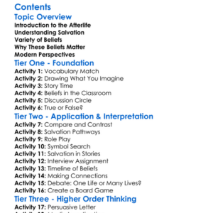 The Afterlife And Concepts Of Salvation Worksheet Activity Booklet
