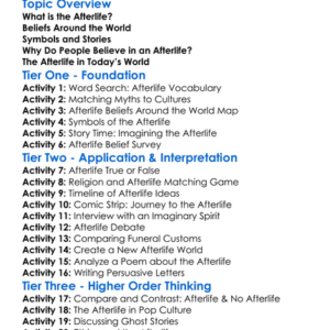 The Afterlife Worksheet Activity Booklet