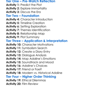 The Age Of Adaline 2015 Worksheet Activity Booklet