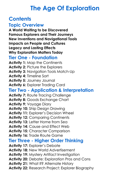 The Age Of Exploration Worksheet Activity Booklet