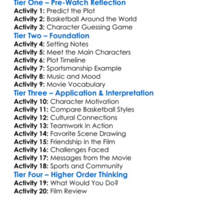 The Air Up There 1994 Worksheet Activity Booklet