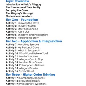The Allegory Of The Cave Worksheet Activity Booklet