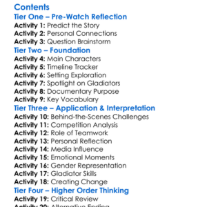 The American Gladiators Documentary 2023 Worksheet Activity Booklet